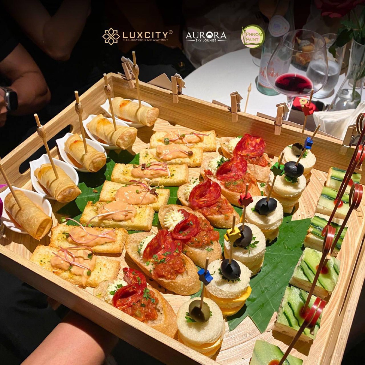 Canapés platter at the Aurora Sky Lounge tasting